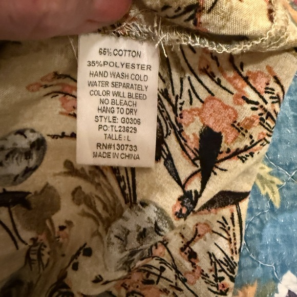 Umgee USA Boho Floral Peasant Blouse Womens Large Crochet Neck Tunic 3/4 Sleeve - Picture 10 of 11